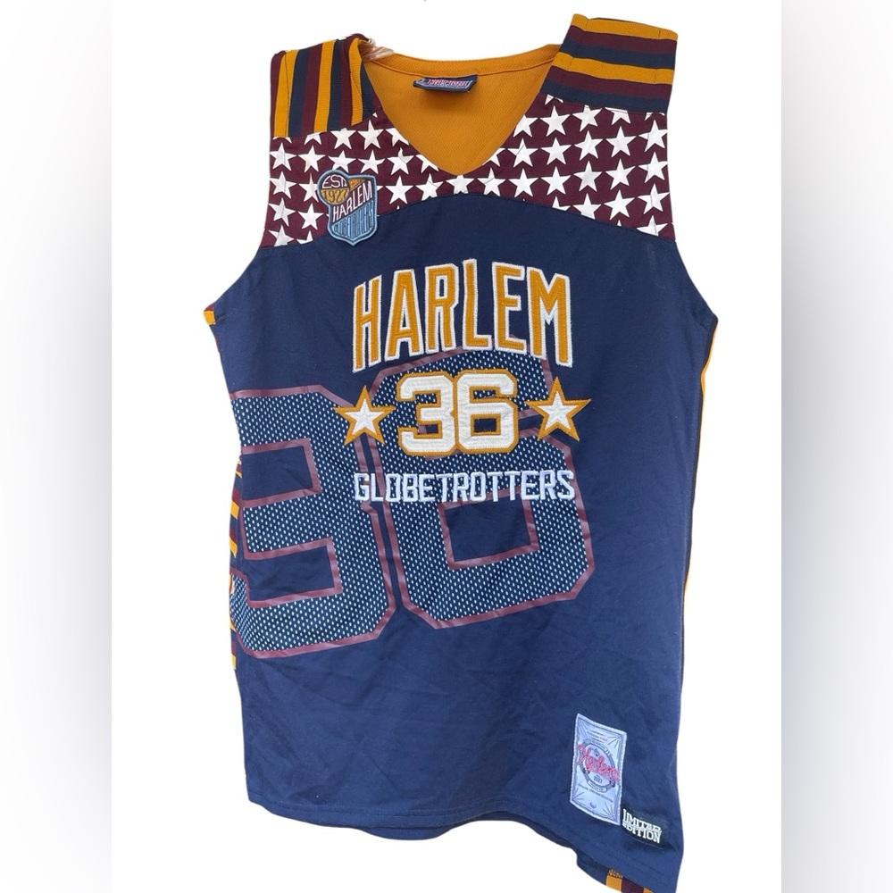 Harlem Globetrotters Size Large Men Meadowlark FUBU Limited Edition Navy Jersey